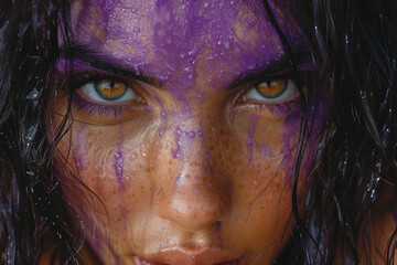 Stare of Resilience: Feminism Painted in Vivid Purple
