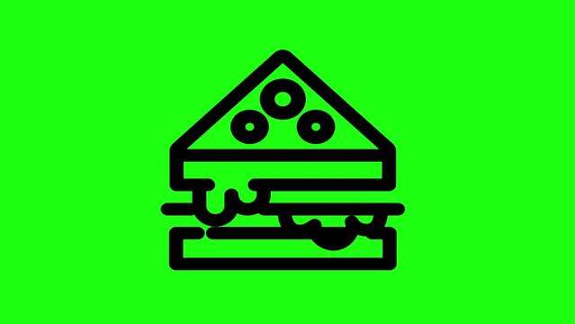Fresh sandwich, A sandwich of bread and toppings meat and tomato green, green screen video
