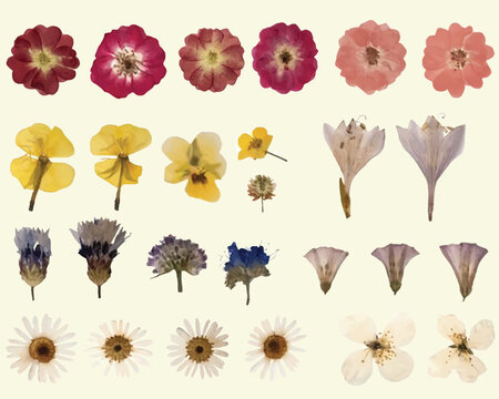 Dried Pressed Flower Vector Illustration