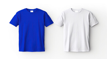 t shirt blue and white on white isolated background generative ai
