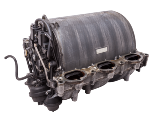 Intake manifold plastic housing with a system for adjusting the air flow to the engine. Repair and replacement of spare parts of vehicles in a car service.