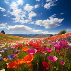 A field of wildflowers in full bloom.