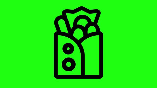 Vegetable Shawarma, vintage line shawarma kebab, Shawarma or chicken wrap vector icon.