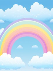 A vibrant rainbow stretches across the sky, with fluffy clouds in the background creating a beautiful contrast in this scenic view.