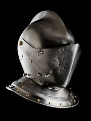 Medieval armor protection. Knight helm.
