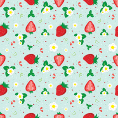 Strawberry Seamless Vector Fruit Pattern