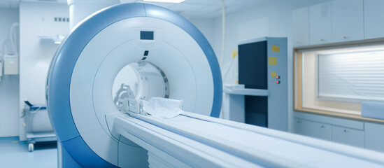 A modern MRI machine in a clinic, showcasing advanced health care technology for patient diagnosis. Ai generative