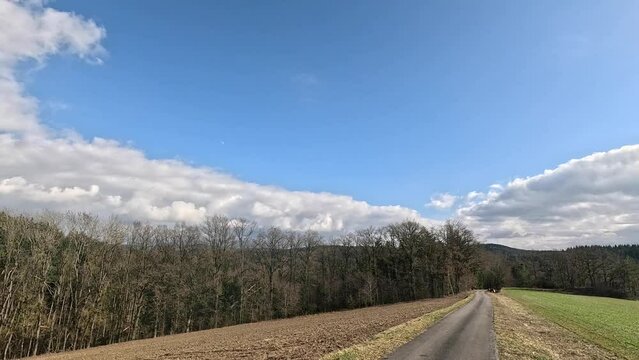 When traveling through the countryside along the blue path, you can experience the beauty of nature i
