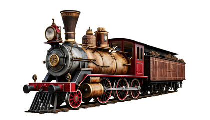 an ancient train moving forward PNG 