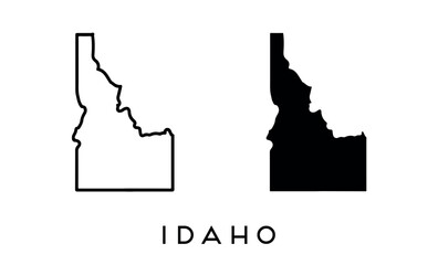 Idaho state map silhouette and outline vector set