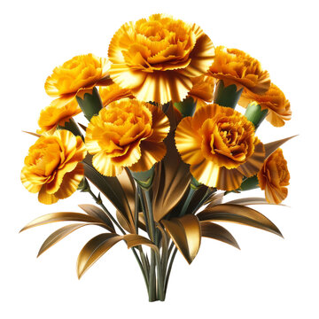 3D rendering of Bunch of golden carnations