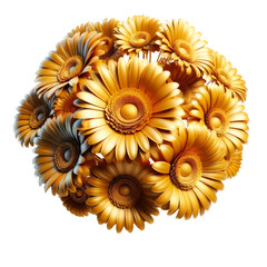 3D rendering of Bunch of golden Gerbera daisies