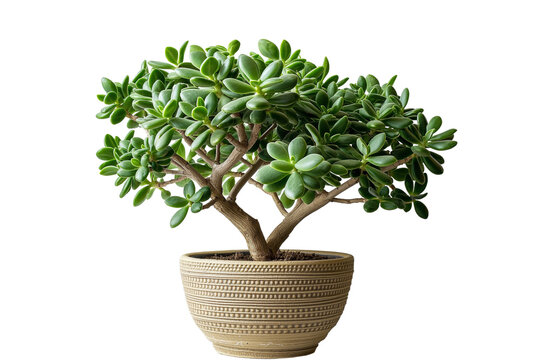 Crassula ovata aks jade plant money tree in pot on transparent background