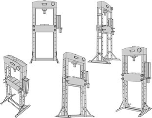 Vector sketch illustration of heavy equipment press machine design
