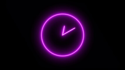 Abstract beautiful neon clock icon illustration background 4k	