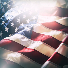 American flag for Memorial Day, 4th of July or Labour Day isolated on white background. © yassin