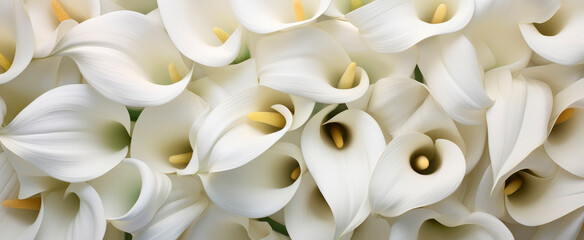White calla lilies, death flowers, condolence background - obrazy, fototapety, plakaty