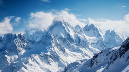 Fototapeta na wymiar Snow Covered Mountain Under Blue Sky