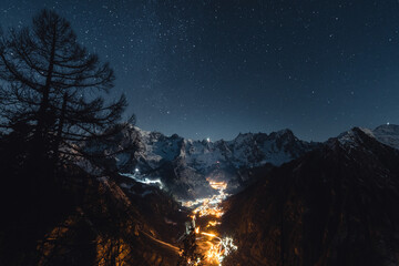 Mont Blanc view during a starry night