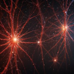 Fototapeta premium Neuron cells system disease - neuron cells view interconnected neurons synapses. Synapse. Healthcare concept. Glowing neurons signals.