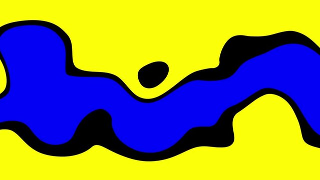 Abstract blue wave pattern liquid animated with yellow background.