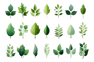 Fotobehang flat gradient icon set of leaves green color theme © CHALERMCHAI