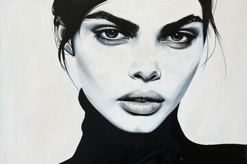 Woman in a black turtleneck a portrait of modern simplicity her expression contemplative