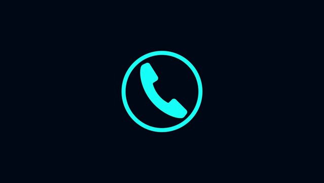 Telephone Calling icon Animation, calling animation video footage on black background