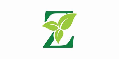 leaf logo design with letter logo z consept premium vector