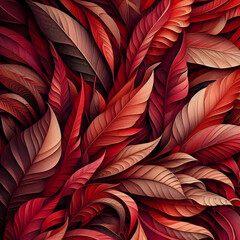 texture of abstract red leaves for tropical leaf background, pattern, texture, illustration, wallpaper, red, illustration,Ai generated 