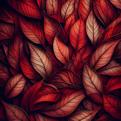 texture of abstract red leaves for tropical leaf background, pattern, seamless, red, texture, illustration, Ai generated 