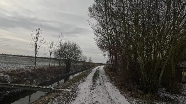 Car ride in winter on a snow