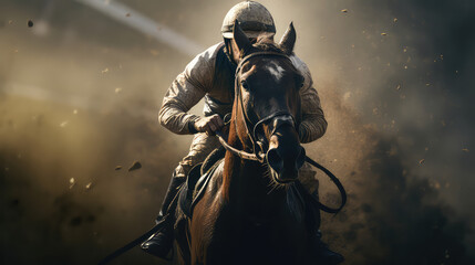 Fototapeta premium Jockey Riding a Horse in a Race