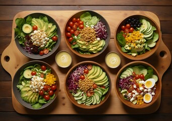 Vegetable salads on the table