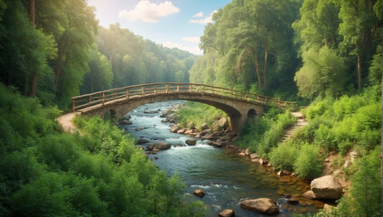 wooden bridge in the forest