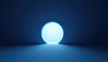 A glowing white circle on a dark blue background, creating a mysterious portal-like effect.