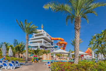 View of the water park in Dubai on the island - 742887306