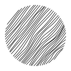 Hand drawing of diagonal black lines forming a circular shape