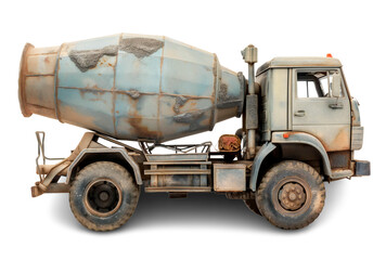 Fototapeta premium Old concrete mixer. Isolated on a transparent background.