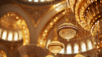 the close-up shot of beautiful muslim golden dome elements