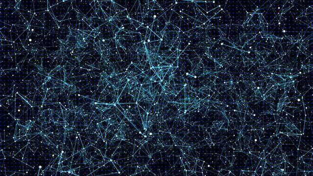 plexus network connection moving dots and lines, Digital data network connection structure. Plexus effect