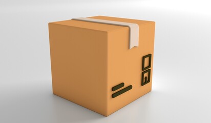 Cardboard box, delivery package, shipping box. Transportation, delivery, shipping concept. Cartoon minimal style.