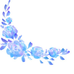 rose flowers border watercolor illustration