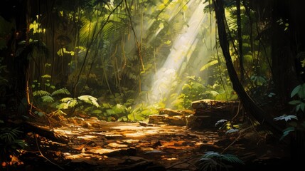 A photo of a dense jungle
