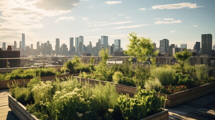 A photo of a rooftop garden