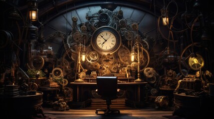 A photo of a studio with a steampunk aesthetic