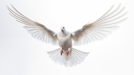  flying white dove isolated on a white background