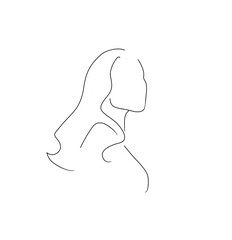 silhouette of a woman, girl with long hair illustration 