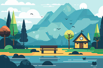 Naklejka premium Natural landscapes in a flat style 