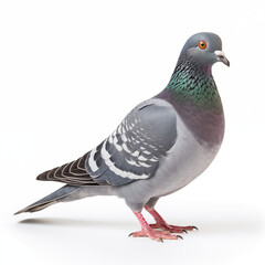 Full body of standing pigeon bird isolate on white background 